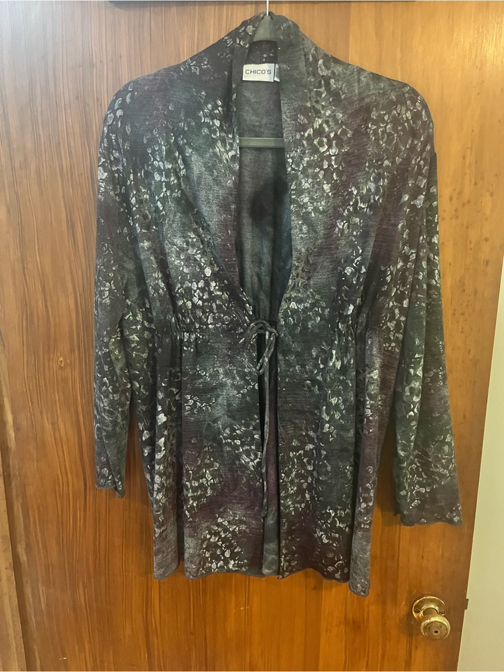 Chico's Women's Gray Patterned Open Cardigan Jacket size 2